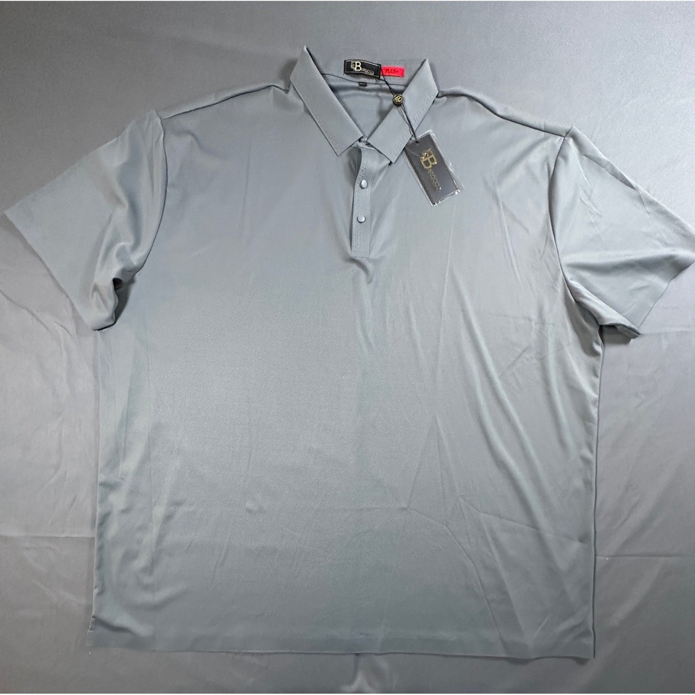 Barocco Los Angeles Mens 5XL Polo Shirt Gray Short Sleeve Greek Key‎ Collar New